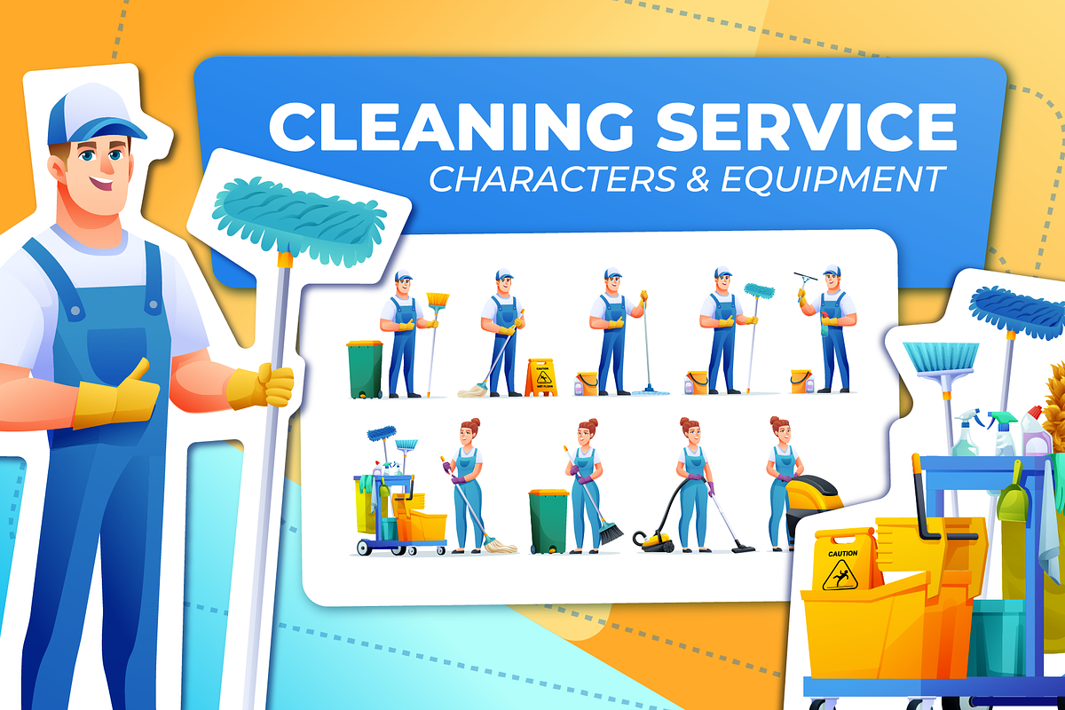 Cleaning Service Collection, a Person Illustration by YG Studio (Photo 1 of 5)