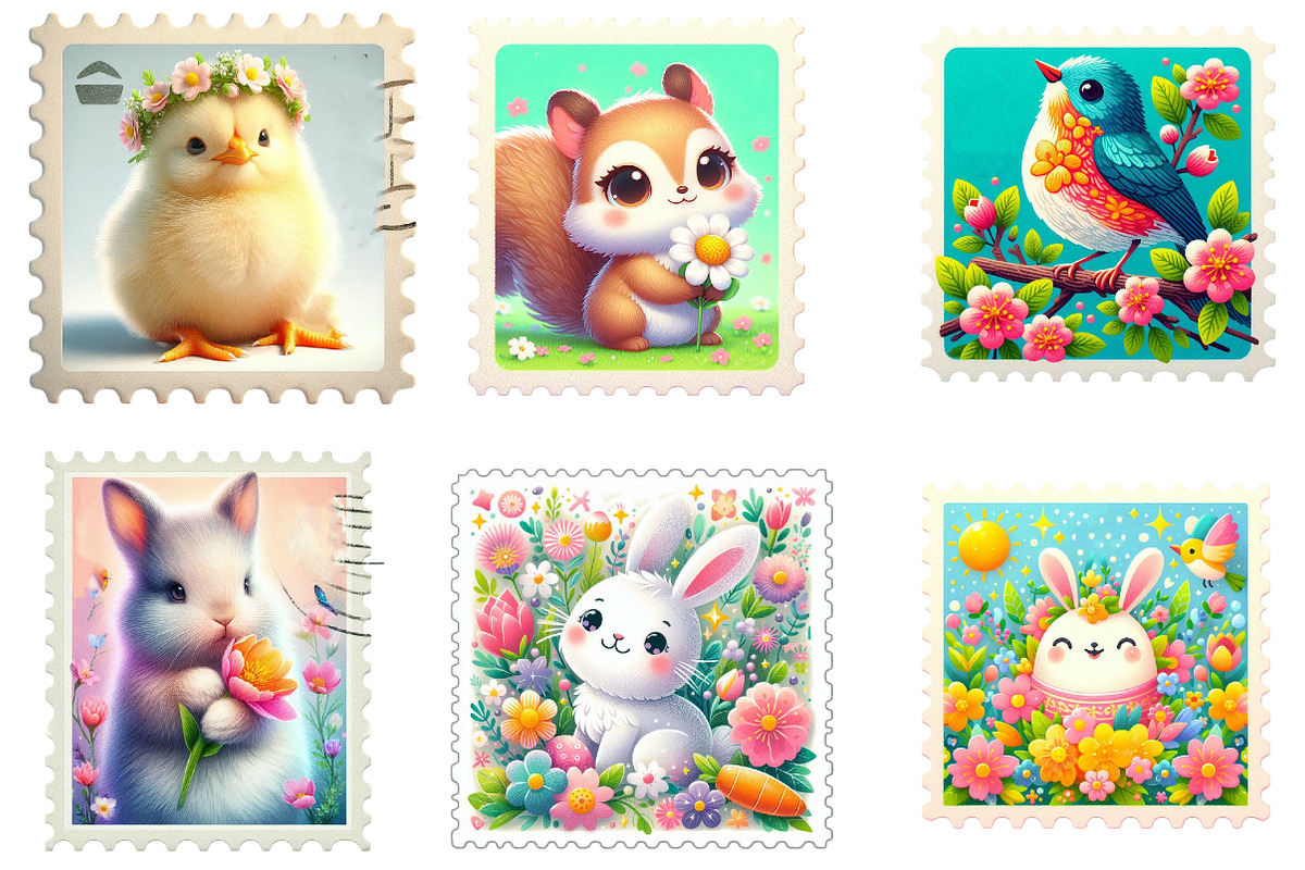 Spring Animal Postage Stamp Clipart, an Illustration by Designking (Photo 4 of 5)