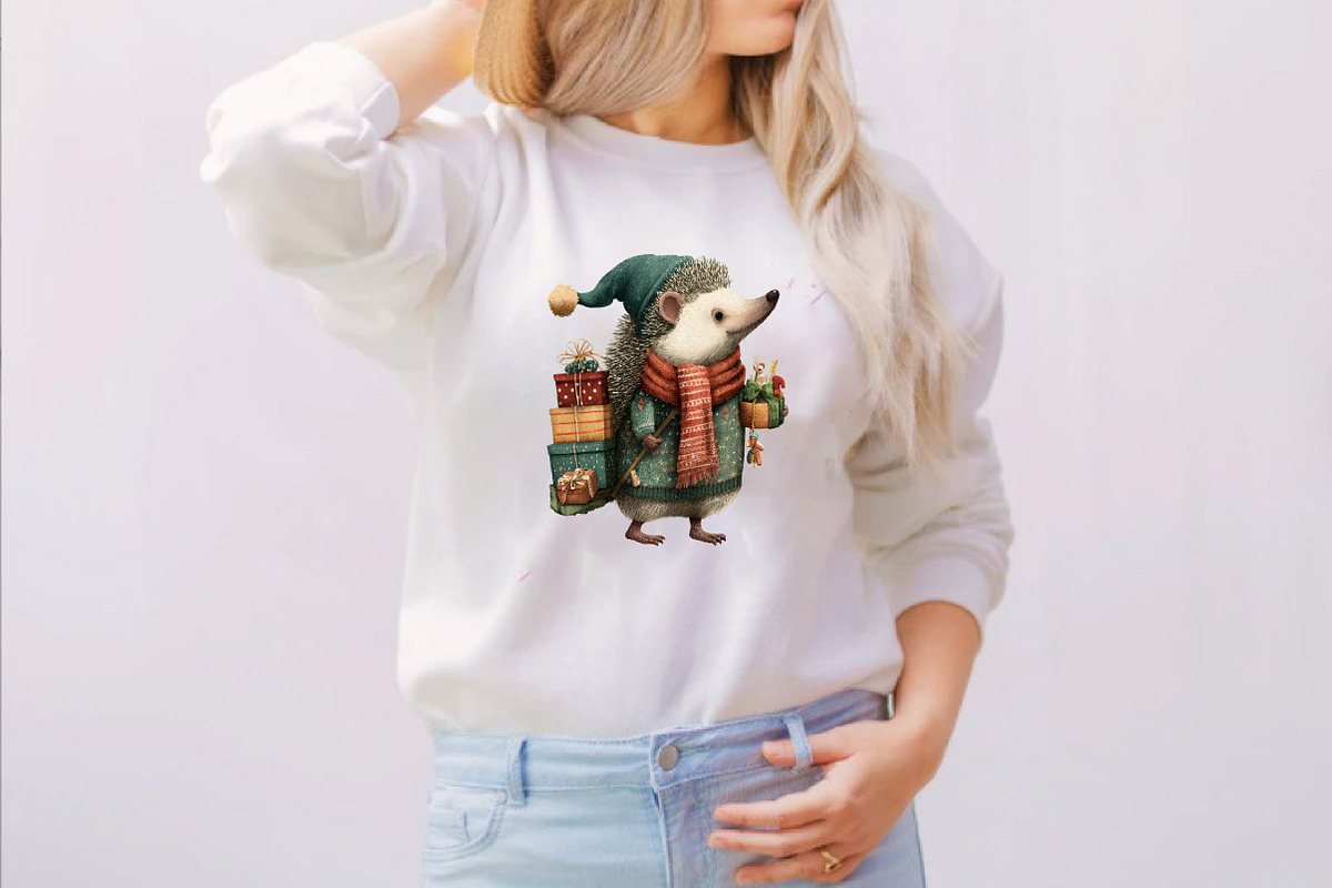Funny Christmas Hedgehog Clipart, an Illustration by SVGArt (Photo 5 of 8)