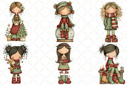 Whimsical Christmas Girls Clipart, an Illustration by Black Bird Studio (Thumbnail 6 of 6)