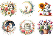 Floral Cute Cat Clipart Bundle, an Illustration by DreamArtGraphic (Thumbnail 3 of 4)