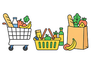 Grocery shopping with fresh fruits, a Food Illustration by ZinetroN