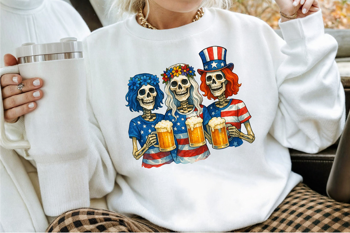 Skeleton 4th of July Sublimation PNG, an Illustration by Sublimation Artist (Photo 5 of 9)