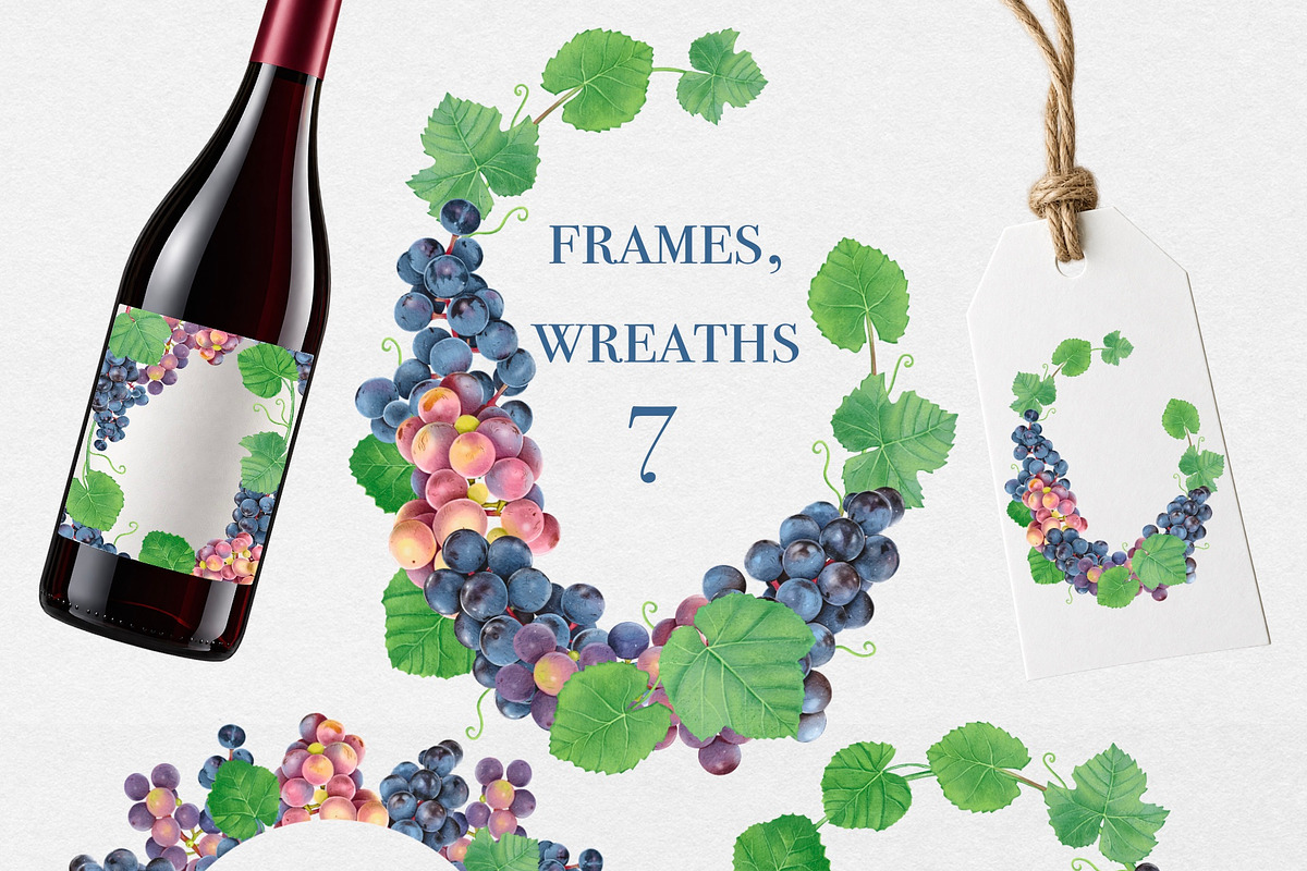 Watercolor Grapes Clipart, a Food Illustration by DiashaArt (Photo 7 of 8)