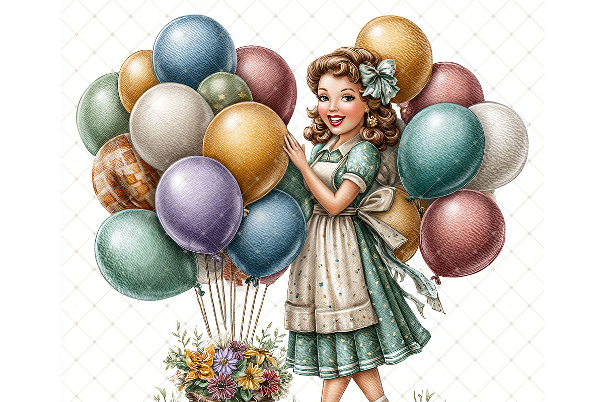 Balloon girl Clipart JPG, a Person Illustration by Memories By Lea (Photo 9 of 18)