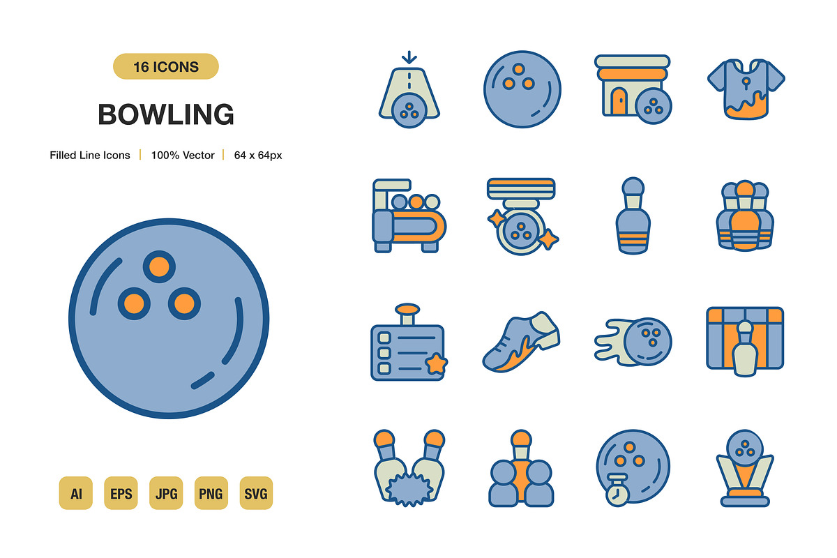 Bowling Color Icons, an Icon by Spacepixel Creative