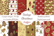 Vintage Christmas digital paper, a Pattern Graphic by ItsDianaDesign (Thumbnail 1 of 8)