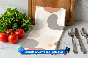 Kitchen folded towel mockup, a Household Mockup by Rami's Mockups