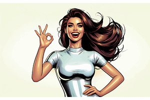 Smiling Woman in White Dress Making, a Person Illustration by AlexArt