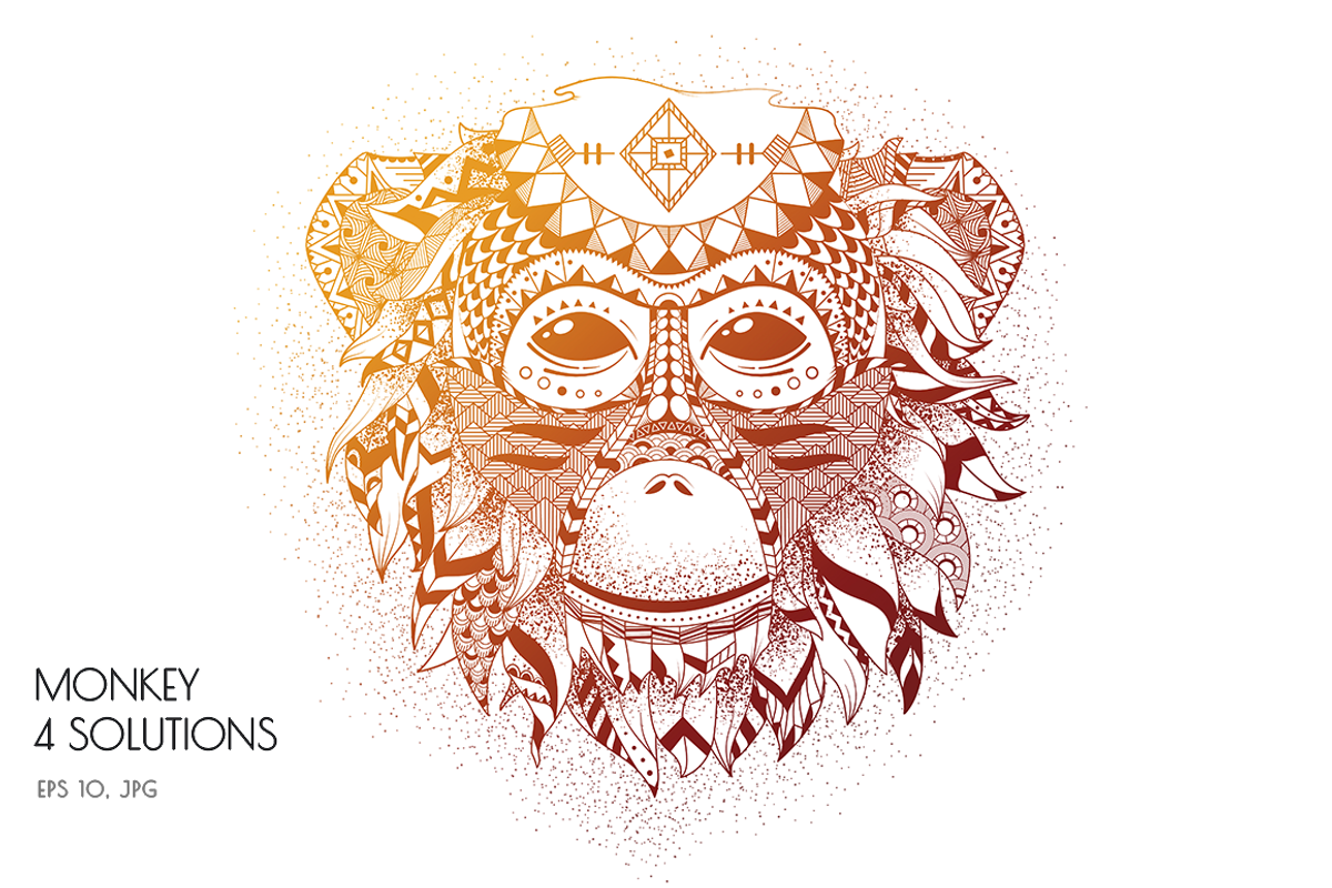 Zentangle Inspired monkey, a Decorative Illustration by Fay_Francevna (Photo 4 of 4)