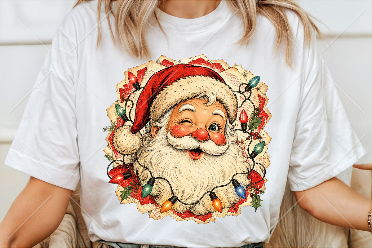Retro Winking Santa Claus Christmas, a Seasonal Illustration by Canvas Craft (Photo 3 of 6)