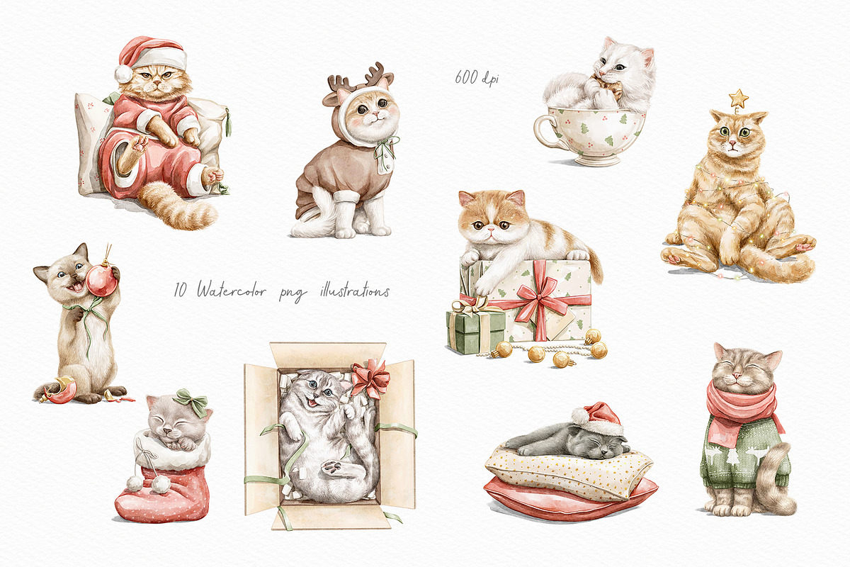 Christmas cats, an Animal Illustration by Mimomy (Photo 3 of 9)