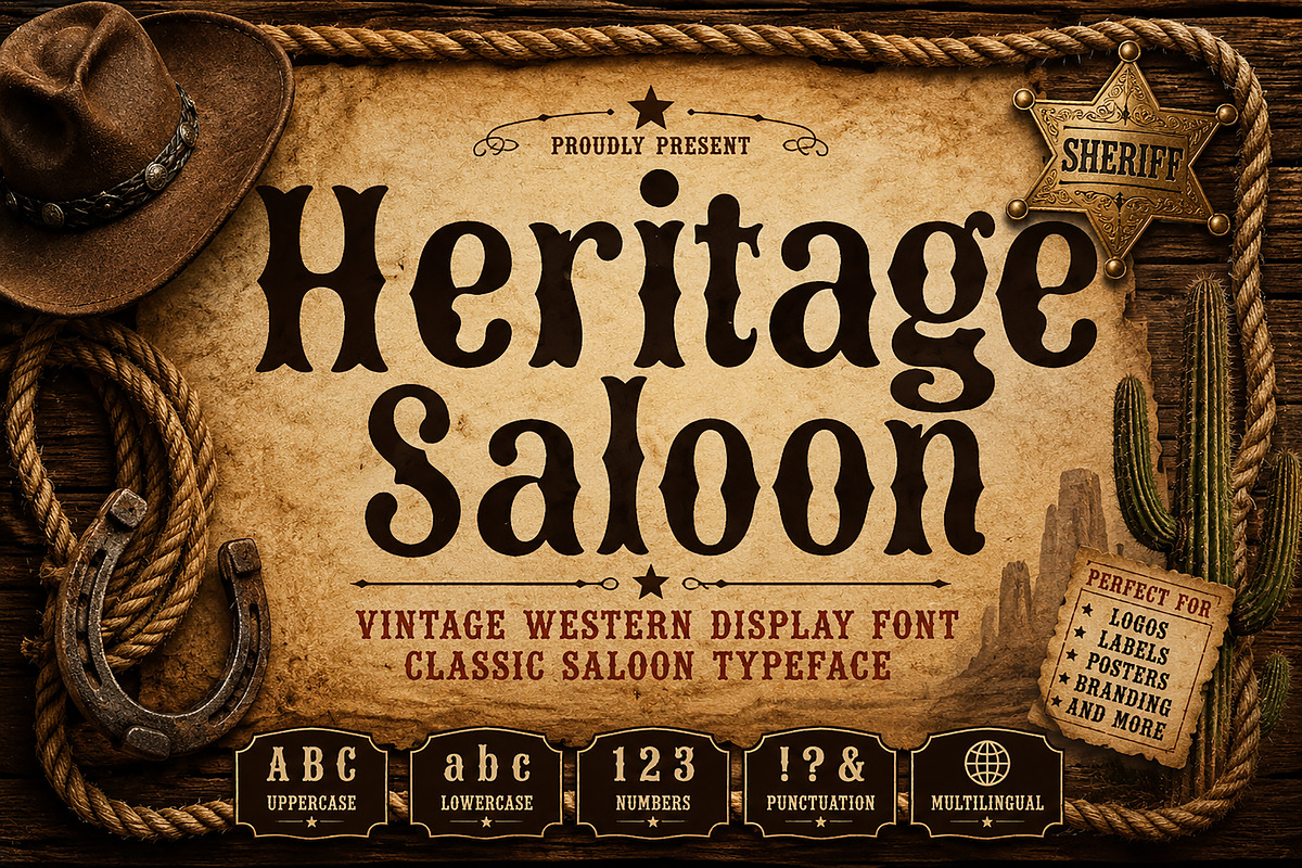 Heritage Saloon, a Slab Serif Font by Wow Magic (Photo 1 of 2)