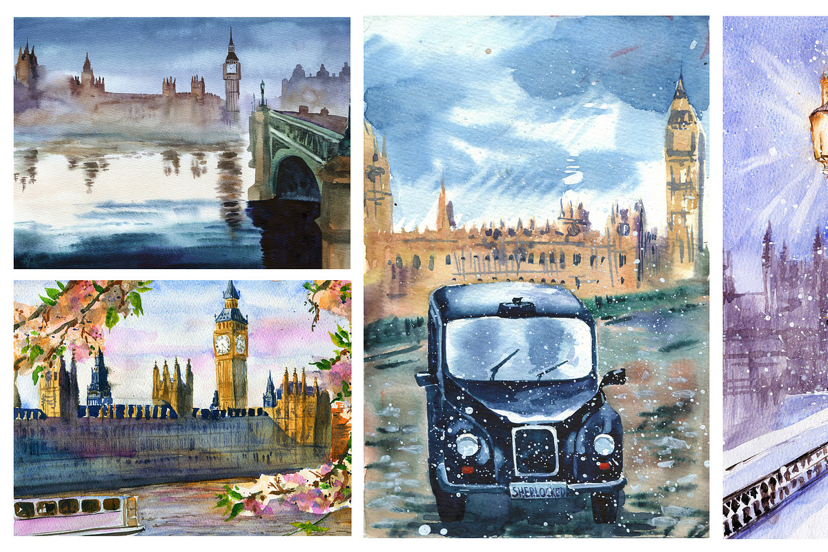 London elements, travel symbols, an Illustration by fiolika (Photo 4 of 7)