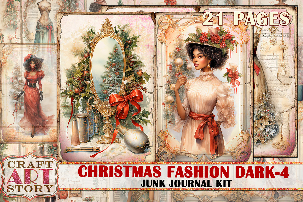 Vintage Christmas Fashion dark-4, a Person Illustration by CraftArtStory (Photo 1 of 7)