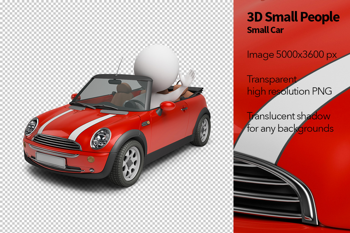 3D Small People - Small Car, a Person Illustration by Anatoly Maslennikov