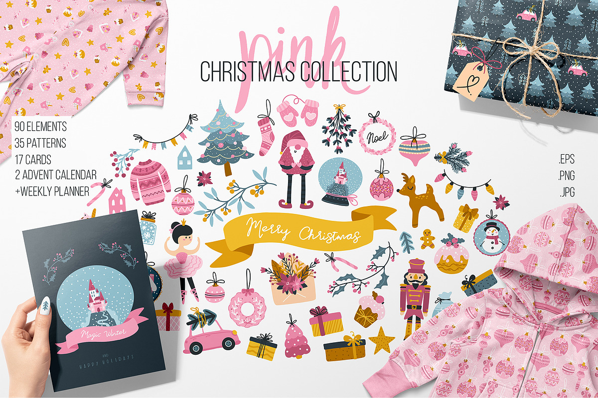 Pink christmas collection, an Object Illustration by Svitlana Kharchuk (Photo 1 of 12)