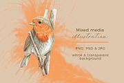 Beautiful Hand-painted Red Robin, a Decorative Illustration by Miriam Figueras (Thumbnail 3 of 4)