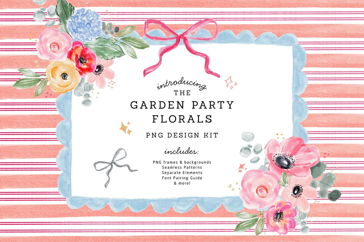 Garden Party Florals PNG Design Kit, a Decorative Illustration by Essem Creatives (Photo 1 of 11)