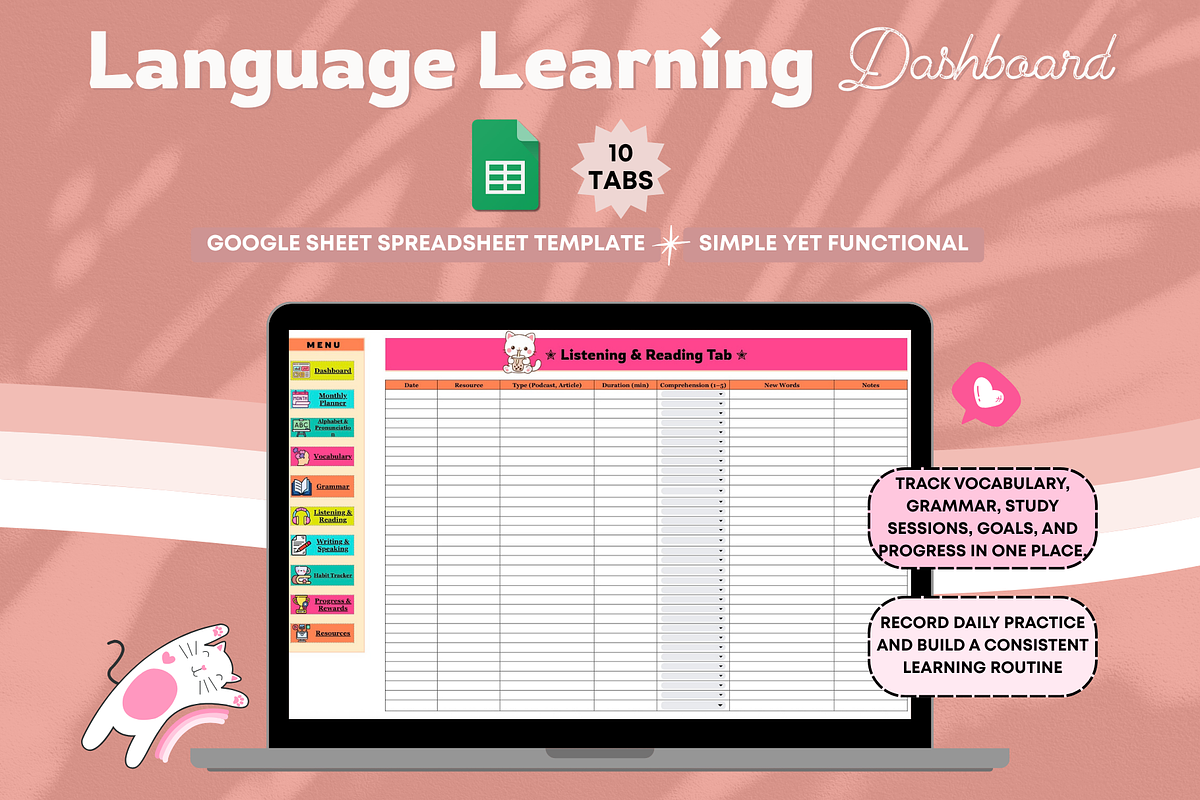 Language Learning Dashboard, a Stationery Template by bellaROSEworkshop (Photo 3 of 6)
