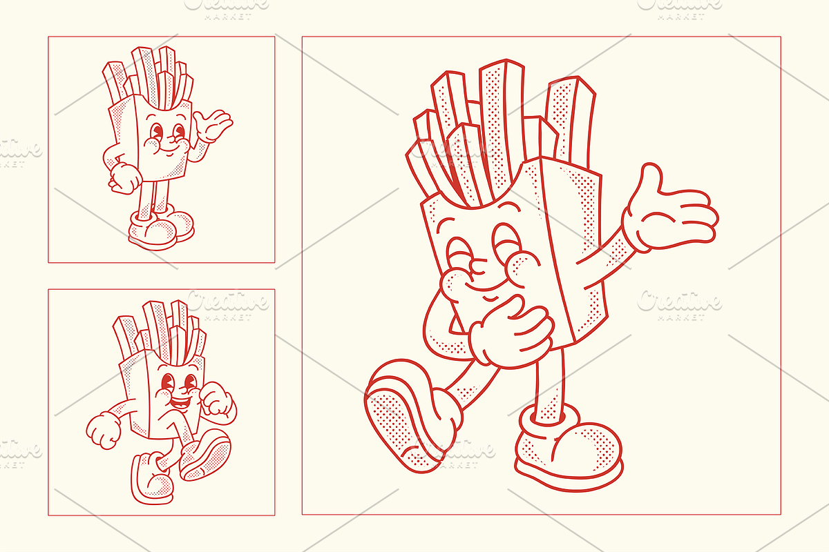 French Fries Cartoon Character, a Food Illustration by ™Creasi (Photo 4 of 6)