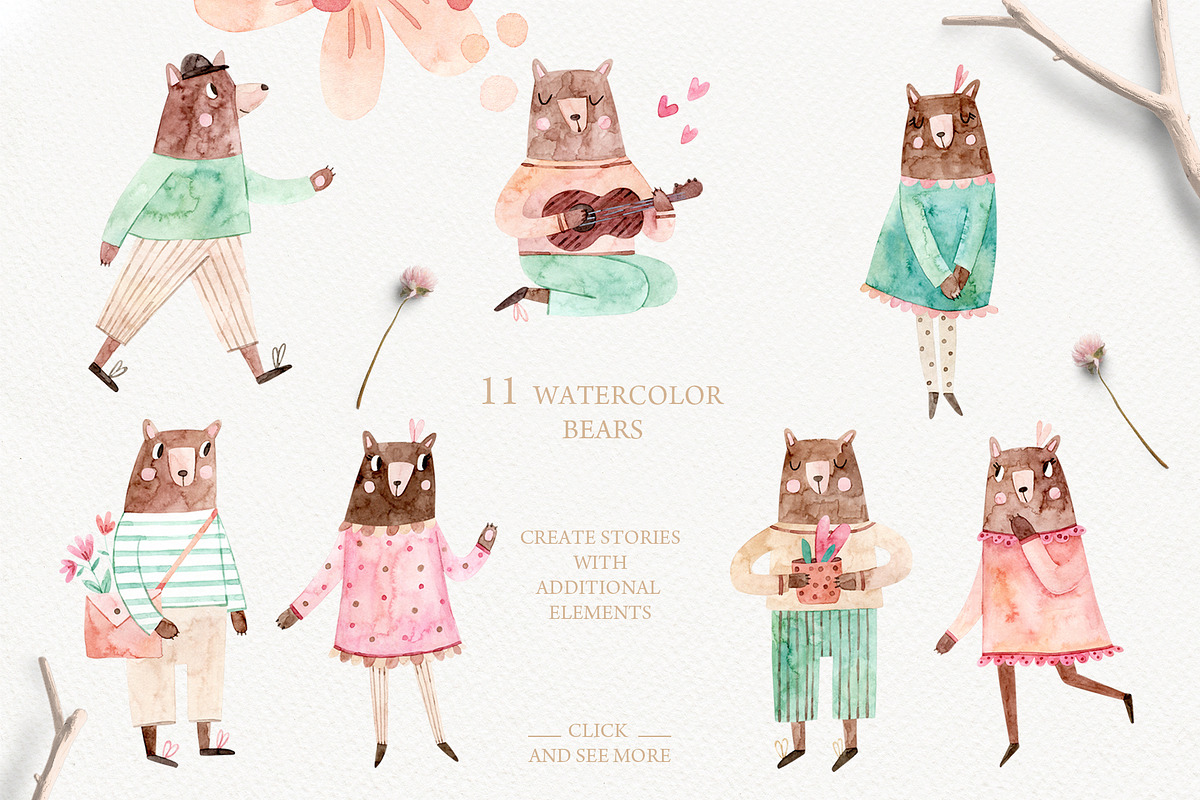 Lovely Bears, an Animal Illustration by svetsum (Photo 2 of 9)