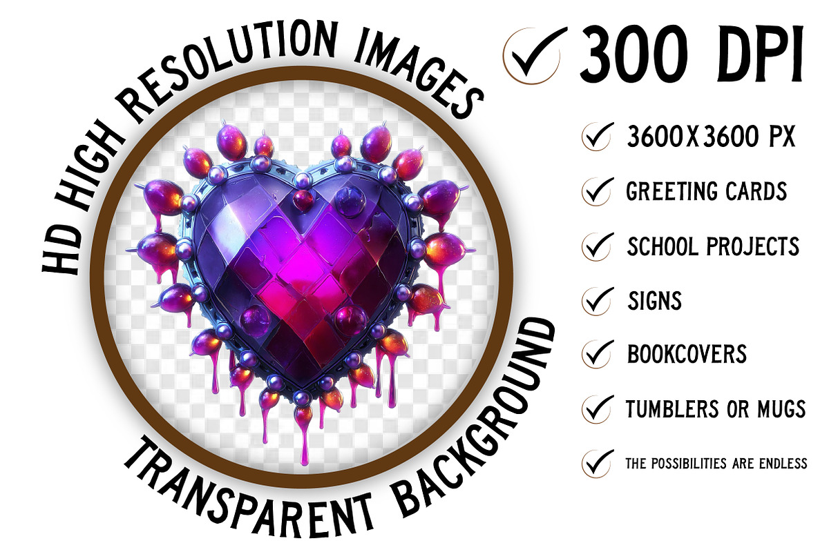 Gothic Valentine Hearts Clipart, an Illustration by Craft Nest (Photo 2 of 9)