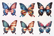 Watercolor 4th of July Butterfly Cli, an Illustration by CreationArt (Thumbnail 9 of 9)