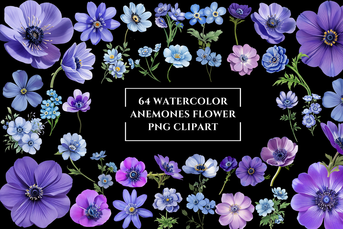 Watercolor Anemones Flower Clipart, a Graphic by Graphicspixel (Photo 1 of 10)