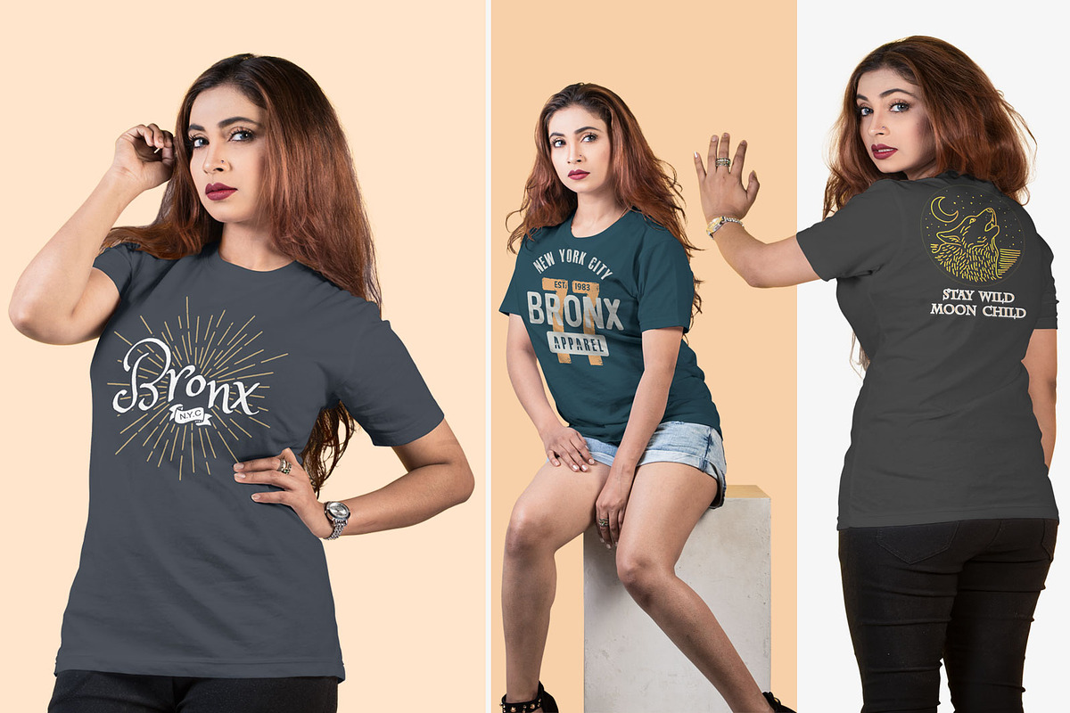 Female t-shirt Mockup-V-2-001, a Shirt Mockup by designvillage (Photo 6 of 9)