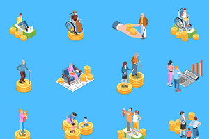 Social Benefits Isometric Icons