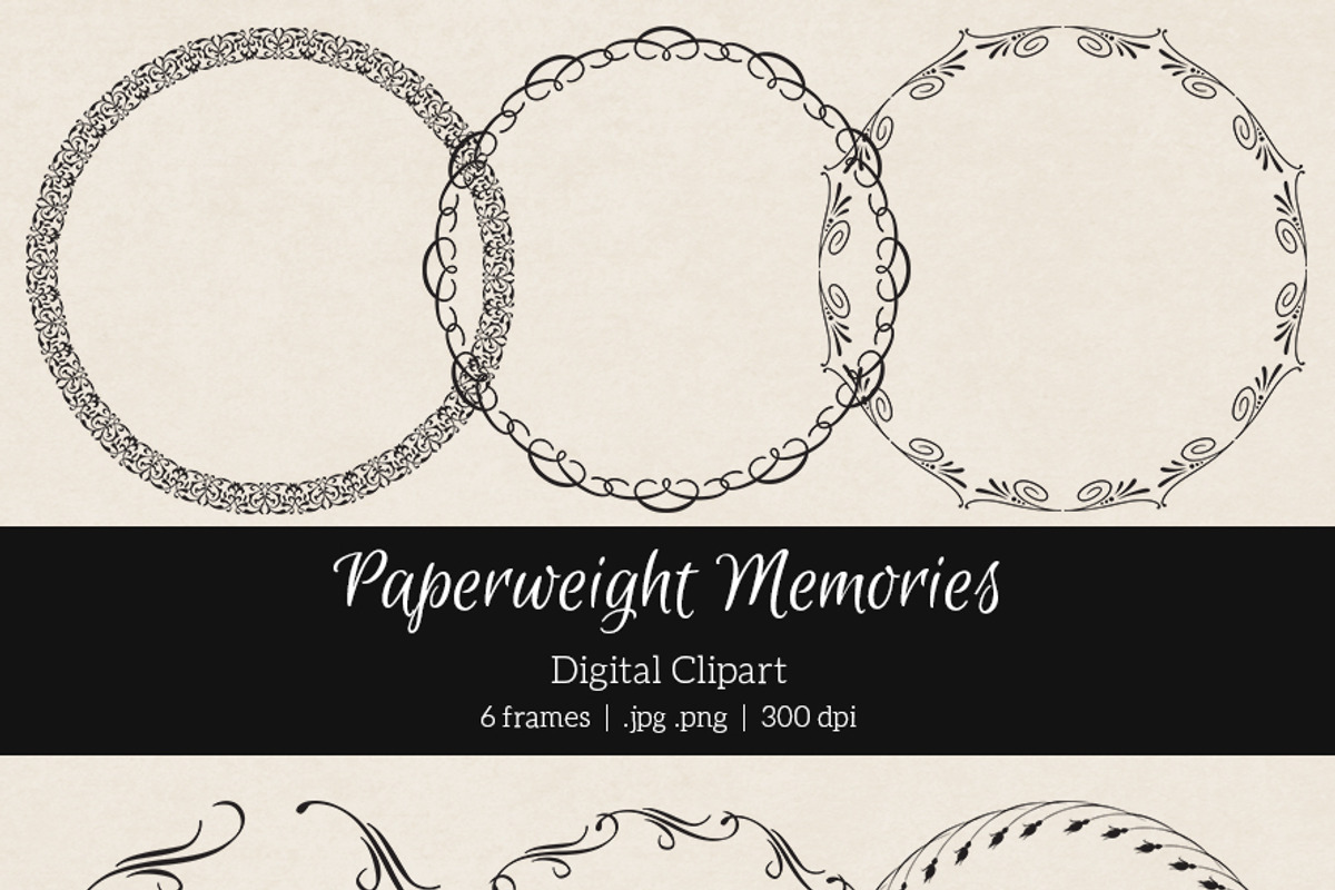 6 Round Swirly Frames - Clipart