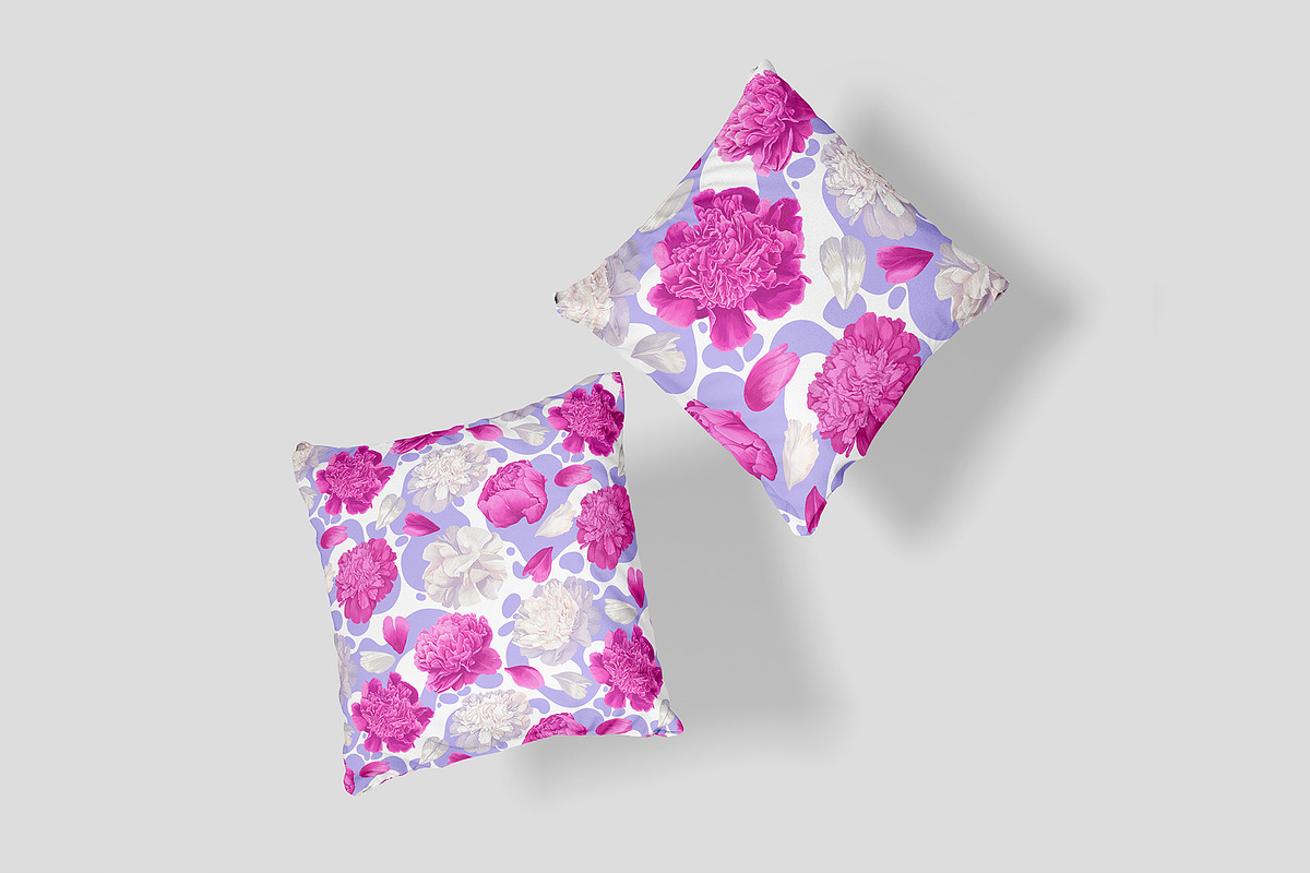 Peonies & Colored Splashes, a Pattern Graphic by MarynaPetrovska (Photo 7 of 11)