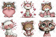 Whimsical Cats Valentines Day Clipar, an Illustration by Black Bird Studio (Thumbnail 2 of 6)