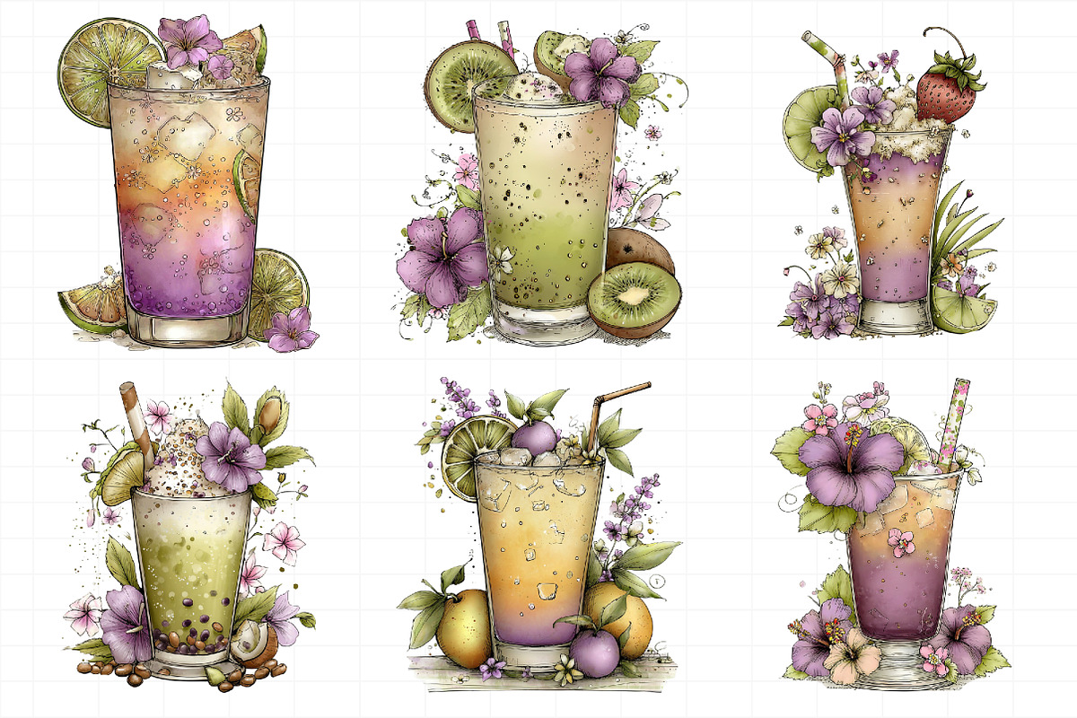 Whimsical Summer Tropical Drink Clip, an Illustration by Daily.Designs (Photo 4 of 7)