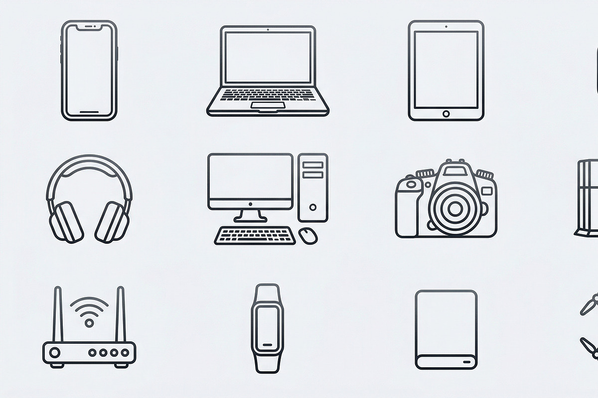 Vector Bundle Tech Device Icon, an Outline Icon by adenpinkstore (Photo 1 of 12)