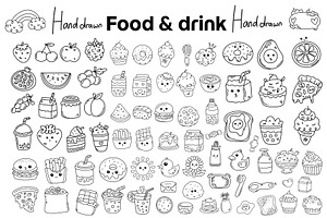 hand drawn food and drink icon set, an Outline Icon by foxndeer