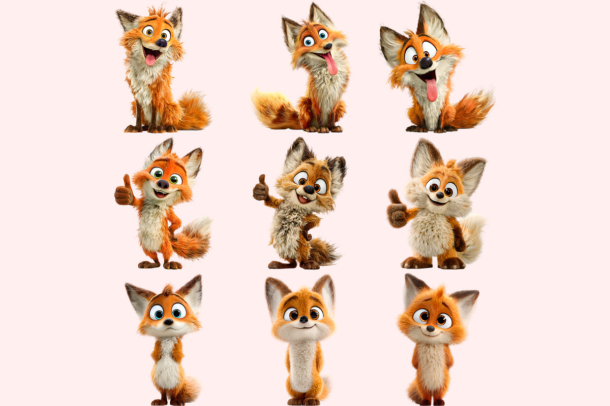 Funny Fox Clipart PNG Bundle, a Graphic by M9 Design (Photo 2 of 9)