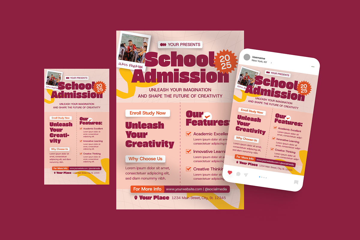 Rust Creative School Admission Flyer, a Flyer Template by MMPixelCraft (Photo 2 of 4)