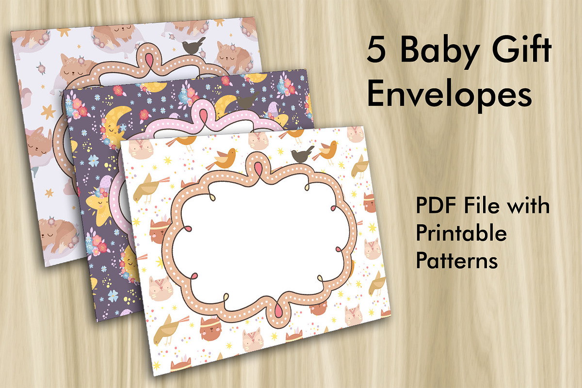 5 Baby Gift Envelopes, a Print Template by Kseniya-Omega (Photo 1 of 5)