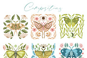 Luna moth clipart & pattern, an Animal Illustration by Yelloo Fish (Thumbnail 6 of 11)