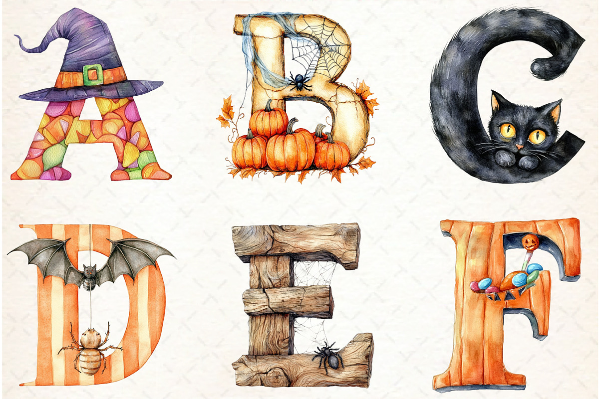 Halloween Alphabet Sublimation Clipa, an Illustration by Libby Wishes (Photo 4 of 7)