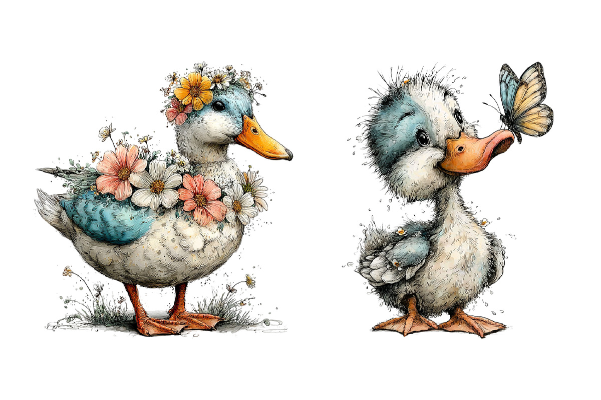 Whimsical Spring Duck Clipart, an Illustration by Dream Creation (Photo 7 of 7)