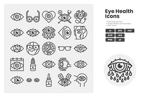Eye Health Icon Pack, an Outline Icon by erifqizeicon