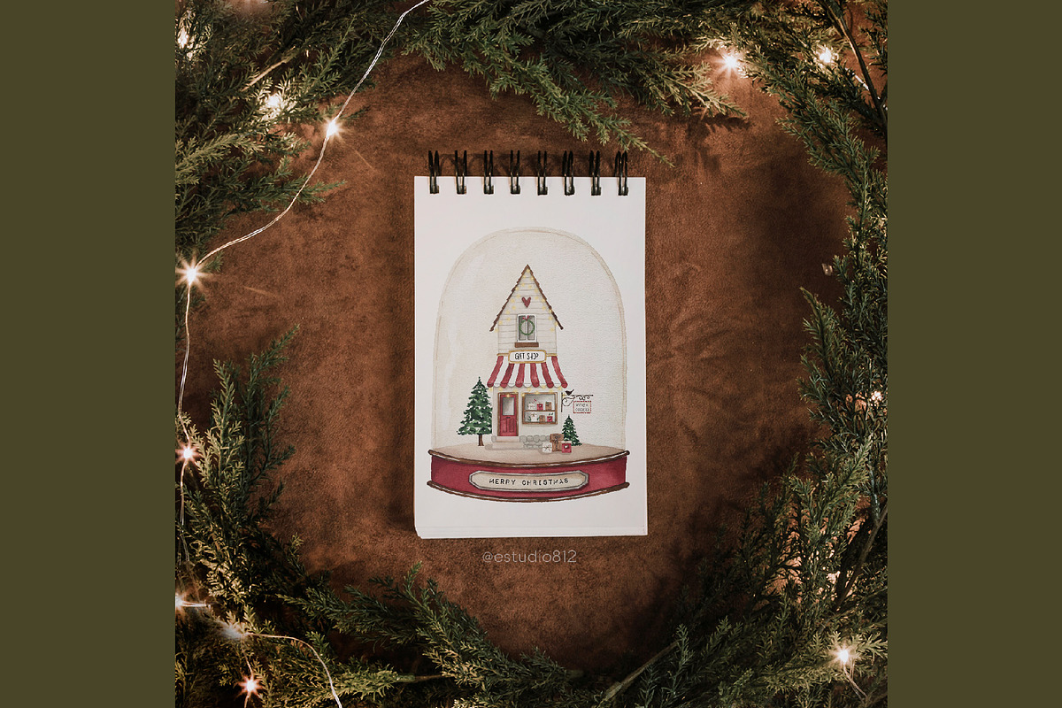 Christmas Village watercolor set, a Decorative Illustration by Estudio 812 (Photo 5 of 10)