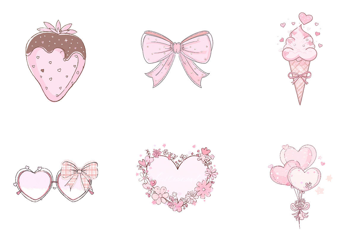 Coquette valentine clip art, an Illustration by CreationArt (Photo 4 of 6)