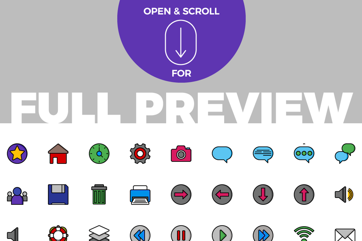 100 Essential Icons - Ultra Color, an Outline Icon by Designerbundle (Photo 3 of 3)