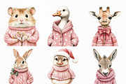 Pink Jumper Animals Christmas Clipar, an Illustration by Craft Nest (Thumbnail 3 of 6)