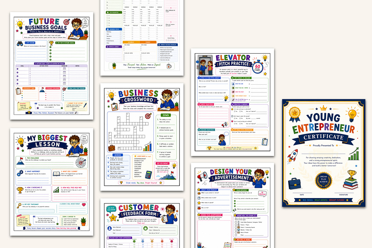 Young Entrepreneur Workbook for Kids, a Stationery Template by Designmela01 (Photo 4 of 5)