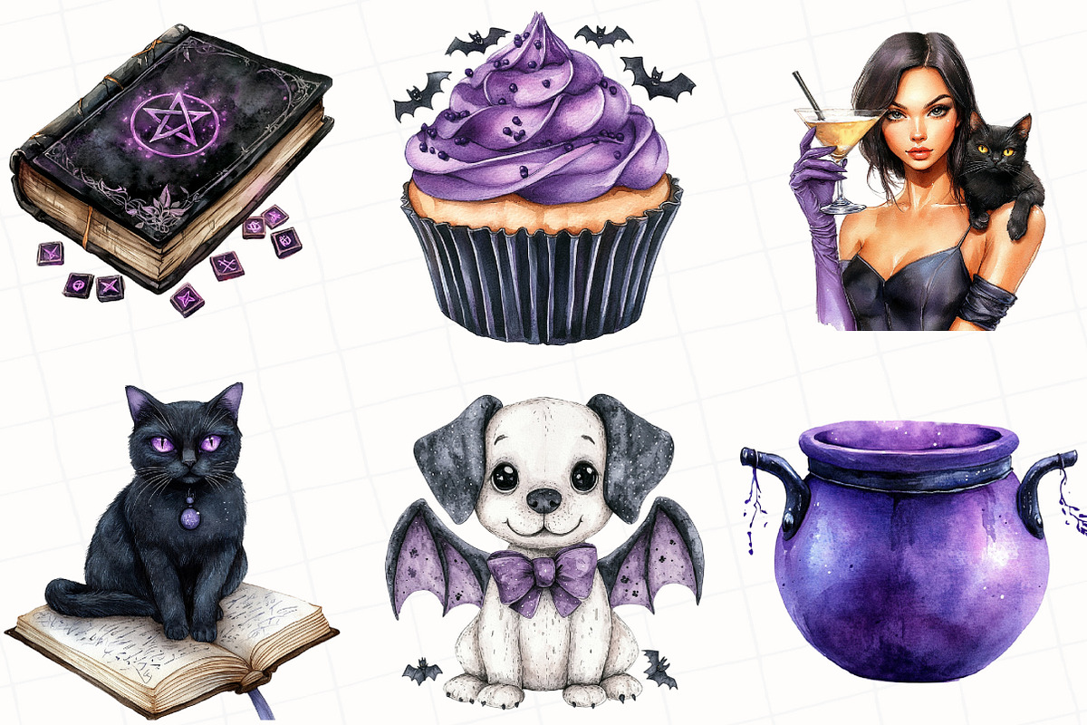 Purple Halloween Sublimation Clipart, an Illustration by OK Design (Photo 5 of 5)